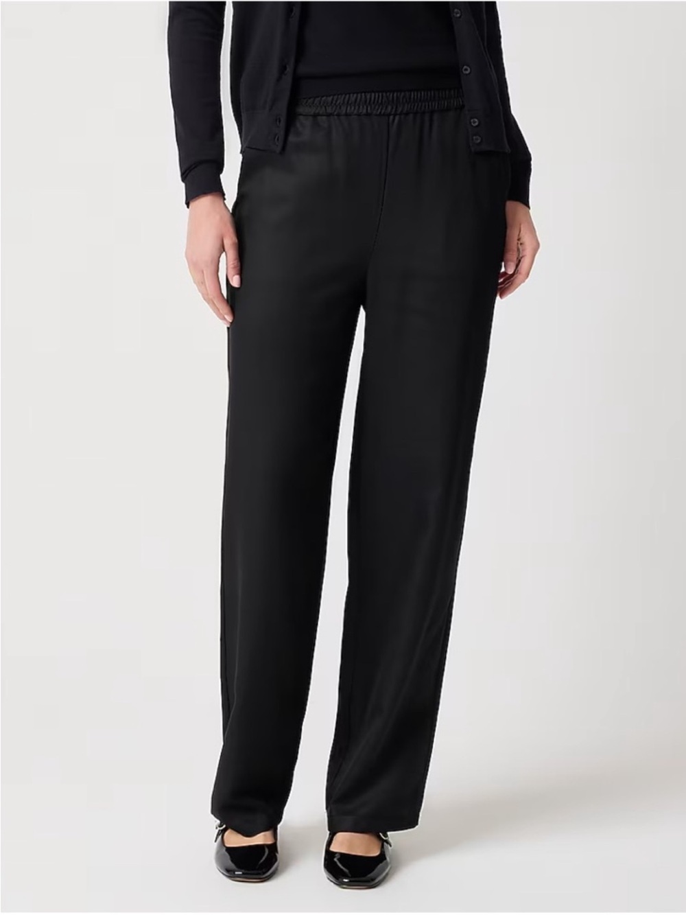 J. Crew TENCEL™ pull-on wide-leg pant Black Trousers Size 22 NWT CL225